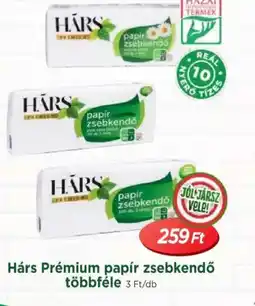 Real Hárs Prémium papír zsebkendő ajánlat