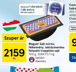 Tesco Magyar Sajt zsíros, félkemény, laktzmentes felezett trappista sajt ajánlat