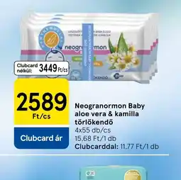 Tesco Neogranormon Baby aloe vera & kamilla törlőkendő ajánlat