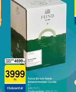 Tesco Feind Birtok Fehér Balatonmelléki Cuvée ajánlat