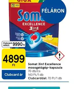 Tesco Somat 3in1 Excellence mosogatgép-kapszula ajánlat