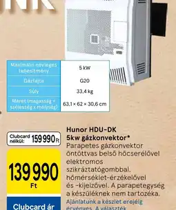 Tesco Hunor HDU-DK 5kW gázkonvektor ajánlat