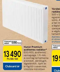 Tesco Hunor Premium acéllemez radiátor ajánlat