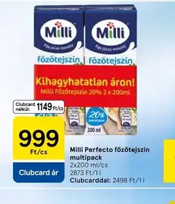 Tesco Milli Perfecto főzőtejszín multipack ajánlat