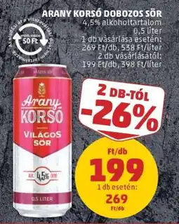PENNY Arany Korsó Dobozos Sör ajánlat