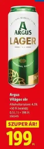 Lidl Argus Világos sör ajánlat