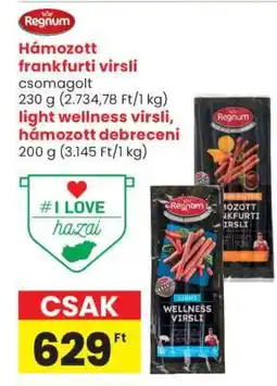 Spar Hámozott frankfurti virsli csomagolt ajánlat