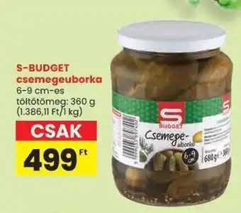 Spar S-BUDGET csemegeuborka ajánlat