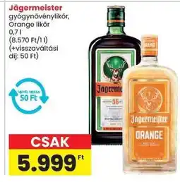 Spar Jägermeister gyógy­növény­likőr, Orange likőr ajánlat