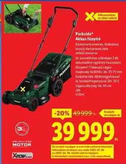 Lidl PARKSIDE Akkus fűnyíró ajánlat