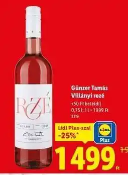 Lidl GÜNZER TAMÁS Villányi Rozé ajánlat