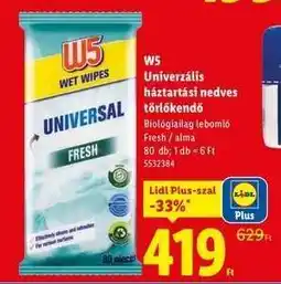 Lidl W5 Univerzális háztartási nedves törlőkendő ajánlat