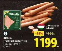 Lidl KOMÉTA Frankfurti sertésvirsli ajánlat