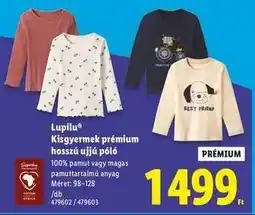 Lidl Lupilu Kisgyermek prémium hosszú ujjú póló ajánlat