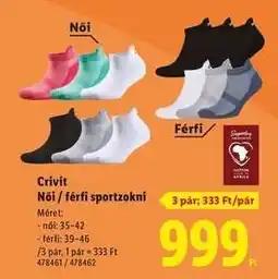 Lidl CRIVIT Női / férfi sportzokni ajánlat