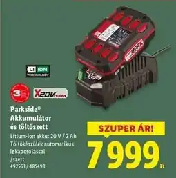 Lidl PARKSIDE Akkumulátor és töltőszett ajánlat