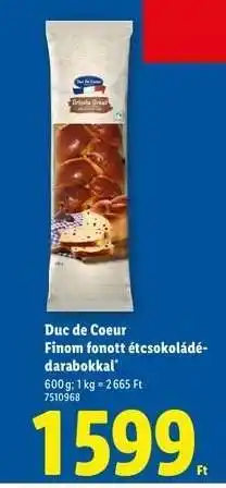 Lidl Duc de Coeur Finom fonott étcsokoládé-darabokkal ajánlat