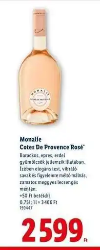 Lidl Monalie Cotes De Provence Rosé ajánlat