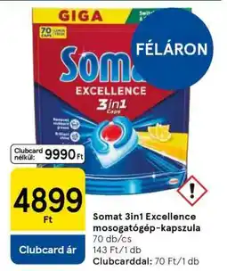 Tesco Somat 3in1 Excellence mosogatógép-kapszula ajánlat