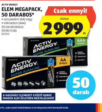 ALDI Activ Energy Elem Megapack ajánlat