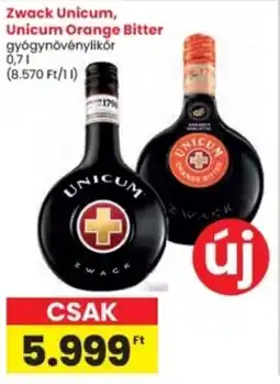 Interspar Zwack Unicum, Unicum Orange Bitter gyógynövénylikōr ajánlat