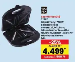Interspar SIM PEX Szendvicssütő 32967 ajánlat