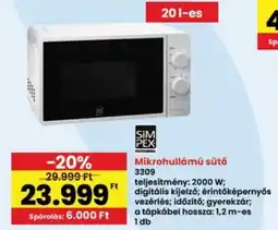 Interspar SIM PEX Mikrohullámú sütő 3309 ajánlat