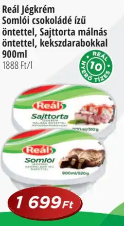 Real Reál Jégkrém Somlói csokoládé ízű öntettel, Sajttorta málnás öntettel, kekszdarabokkal ajánlat