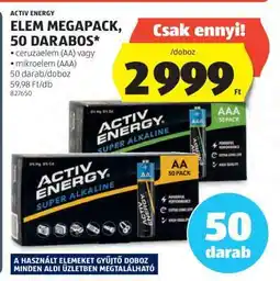 ALDI ACTIV ENERGY ELEM MEGAPACK, 50 DARABOS ajánlat