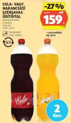 ALDI Cola- vagy narancsízű szénsavas üdítőital ajánlat