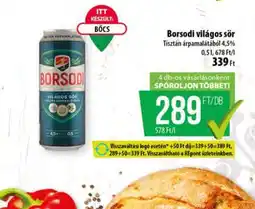 Coop BORSODI Világos sör ajánlat