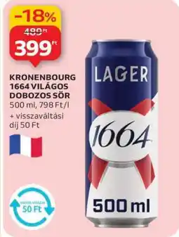 Auchan Kronenbourg 1664 Világos Dobozos Sör ajánlat