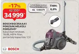 Auchan BOSCH BGC05AAA1 Porzsák Nélküli Porszívó ajánlat