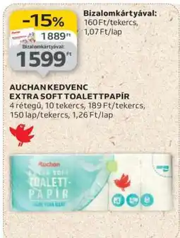Auchan AUCHAN KEDVENC EXTRA SOFT TOALETT PAPÍR ajánlat