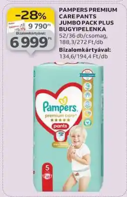 Auchan Pampers Premium Care Pants Jumbo Pack Plus Bugyipelenka ajánlat