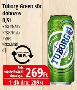 Real Tuborg Green sör dobozos ajánlat