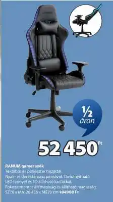 JYSK RANUM gamer szék ajánlat