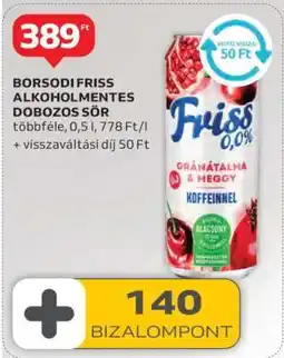 Auchan Borsodi Friss Alkoholmentes Dobozos Sör ajánlat