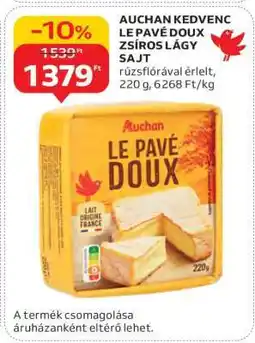 Auchan AUCHAN KEDVENC LE PAVÉ DOUX ZSÍROS, LÁGY SAJT ajánlat