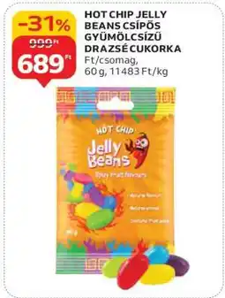 Auchan HOT CHIP JELLY BEANS CSÍPŐS GYÜMÖLCSÍZŰ DRAZSÉ CUKORKA ajánlat