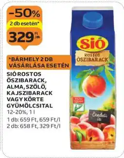 Auchan SIÓ ROSTOS ŐSZIBARACK, ALMA, SZŐLŐ, KAJSZIBARACK VAGY KÖRTE GYÜMÖLCSITAL ajánlat
