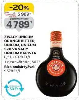 Auchan Zwack Unicum Orange Bitter, Unicum, Unicum Szilva vagy Unicum Barista ajánlat