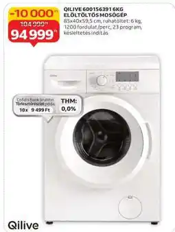 Auchan QILIVE 600156391 6KG ELŐLTÖLTŐS MOSÓGÉP ajánlat