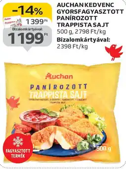 Auchan Auchan Kedvenc Gyorsfagyasztott panírozott trappista sajt ajánlat