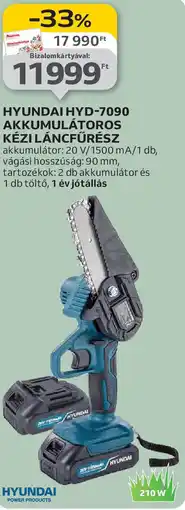 Auchan Hyundai HYD-7090 akkumulátoros kézi láncfűrész ajánlat