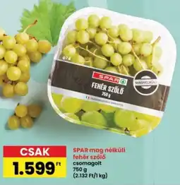 Interspar SPAR mag nélküli fehér szőlő csomagolt ajánlat