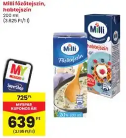 Interspar Milli főzőtejszín, habtejszín ajánlat