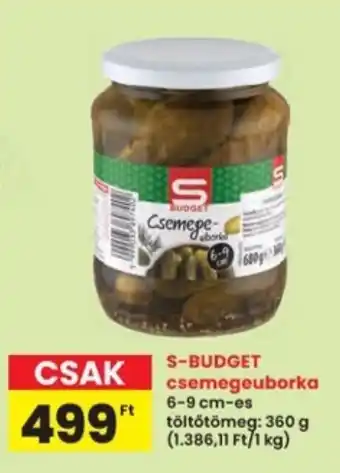 Interspar S-BUDGET csemegeuborka ajánlat