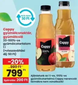 Interspar Cappy gyümölcsnektár, gyümölcslé ajánlat