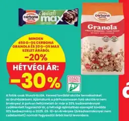 Interspar Cerbona granola és max szelet ajánlat